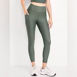 Old Navy High-Waisted PowerSoft Rib Leggings in Dark Ivy NWT XL